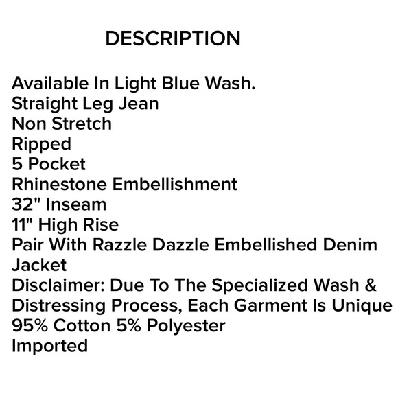 💎UNIQUE💎Jewel Bling Razzle Dazzle Embellished Straight Leg Light Wash Jeans. - Picture 6 of 6